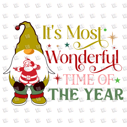 It's The Most Wonderful Time Of The Year (Gnome, Santa) - Holidays - DTF Transfer