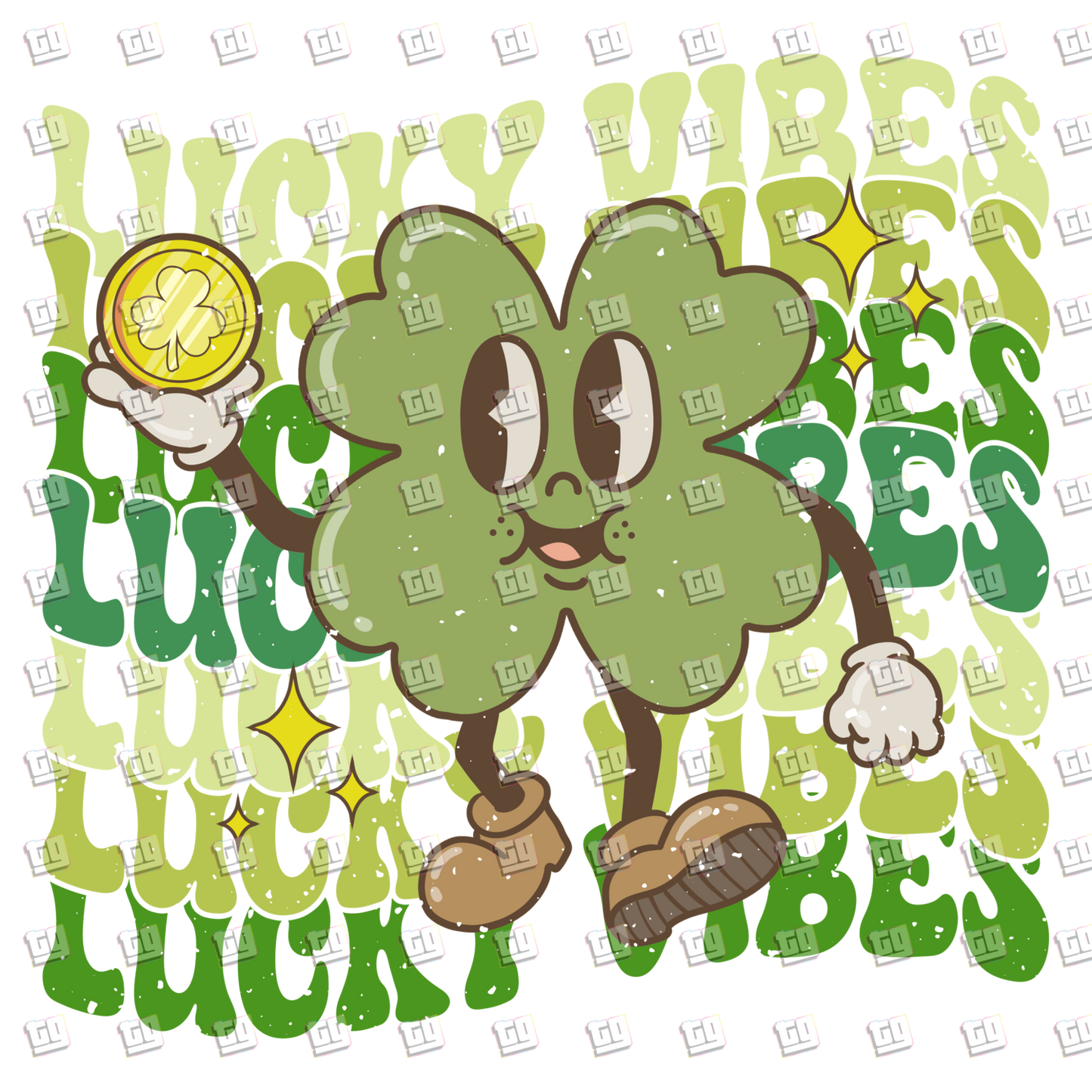 Lucky Vibes Retro Clover - St. Patrick's Day - DTF Transfer