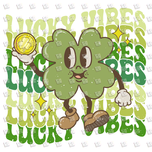 Lucky Vibes Retro Clover - St. Patrick's Day - DTF Transfer