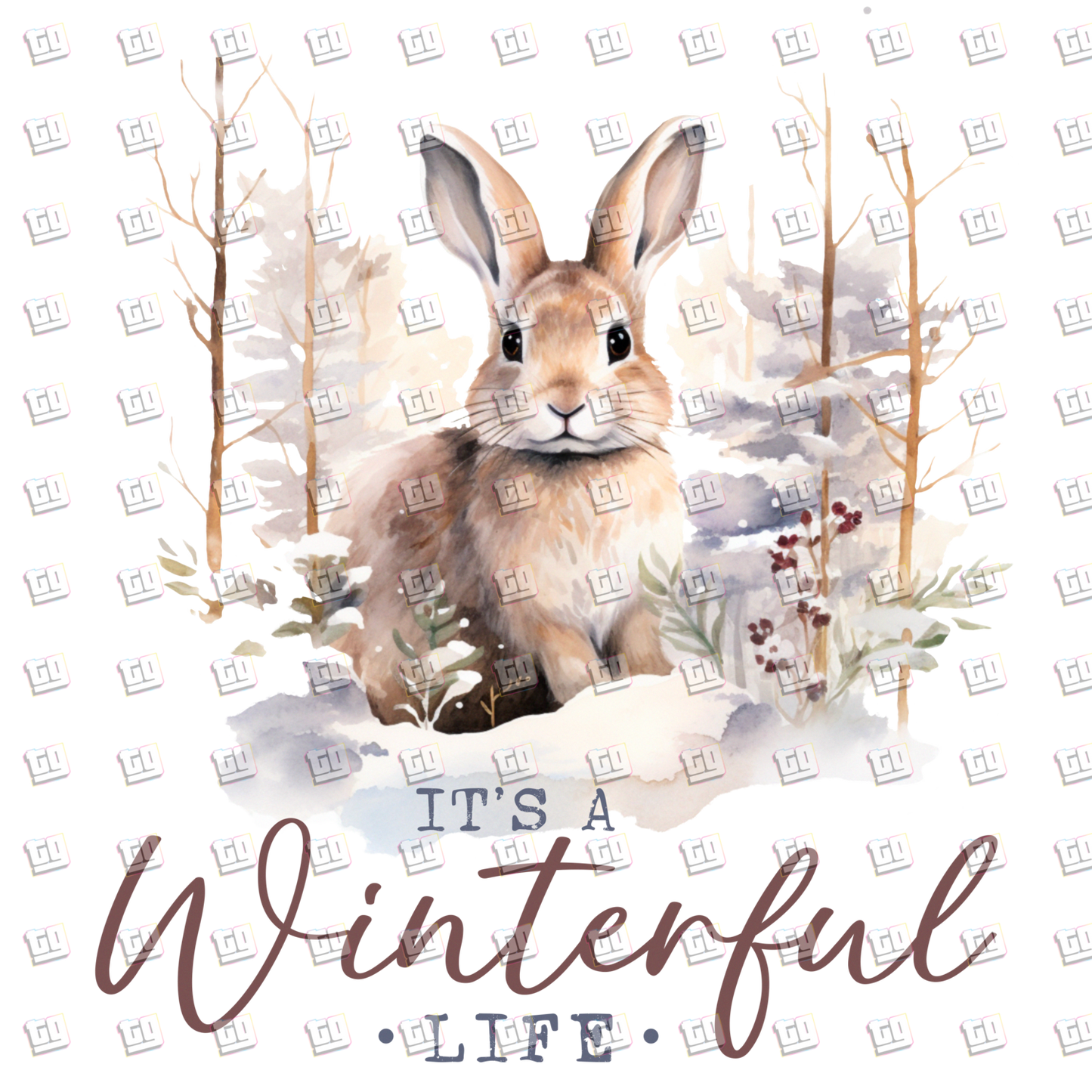 It's A Winterful Life (Snow Bunny In Forest) - Holidays - DTF Transfer