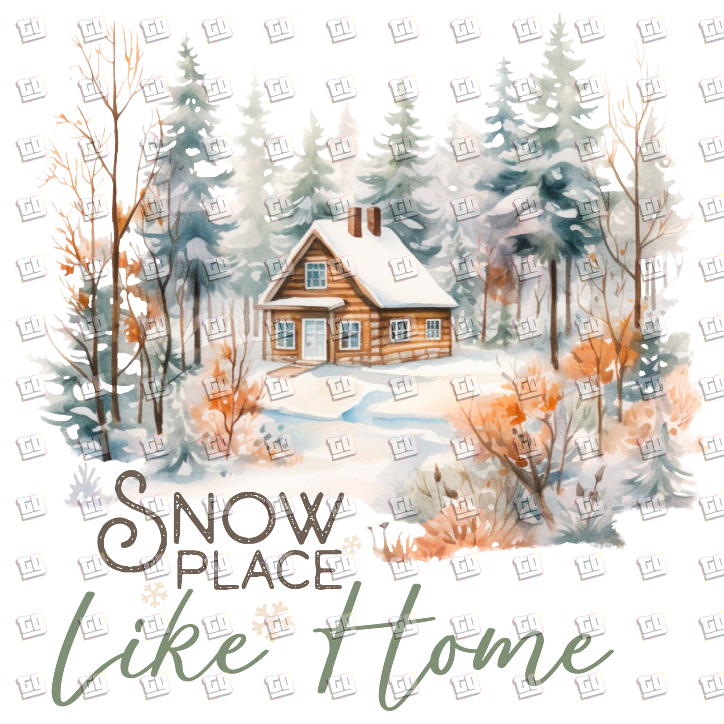 Snow Place Like Home Winter Cabin - Holidays - DTF Transfer