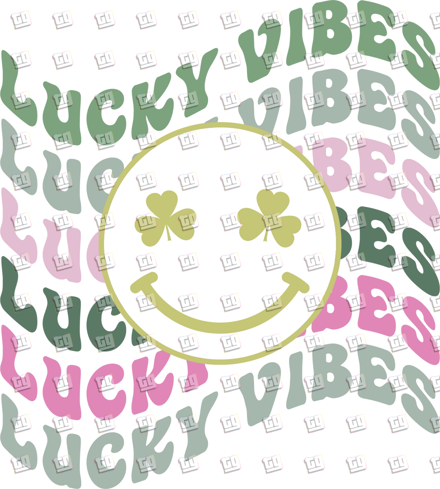 Lucky Vibes Clover Smiley - St. Patrick's Day - DTF Transfer