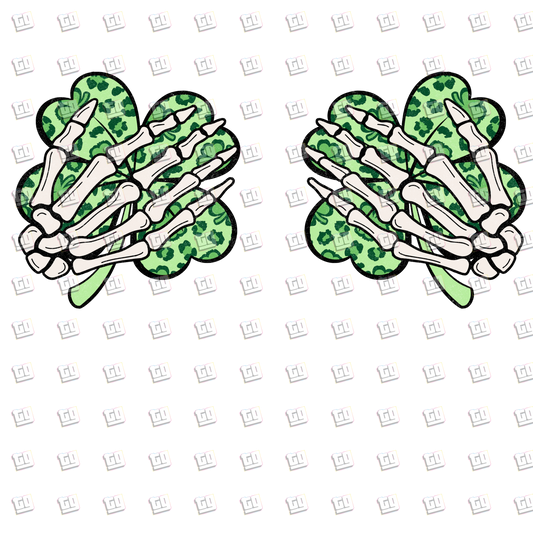 Skeleton Hands Over Clovers - St. Patrick's Day - DTF Transfer