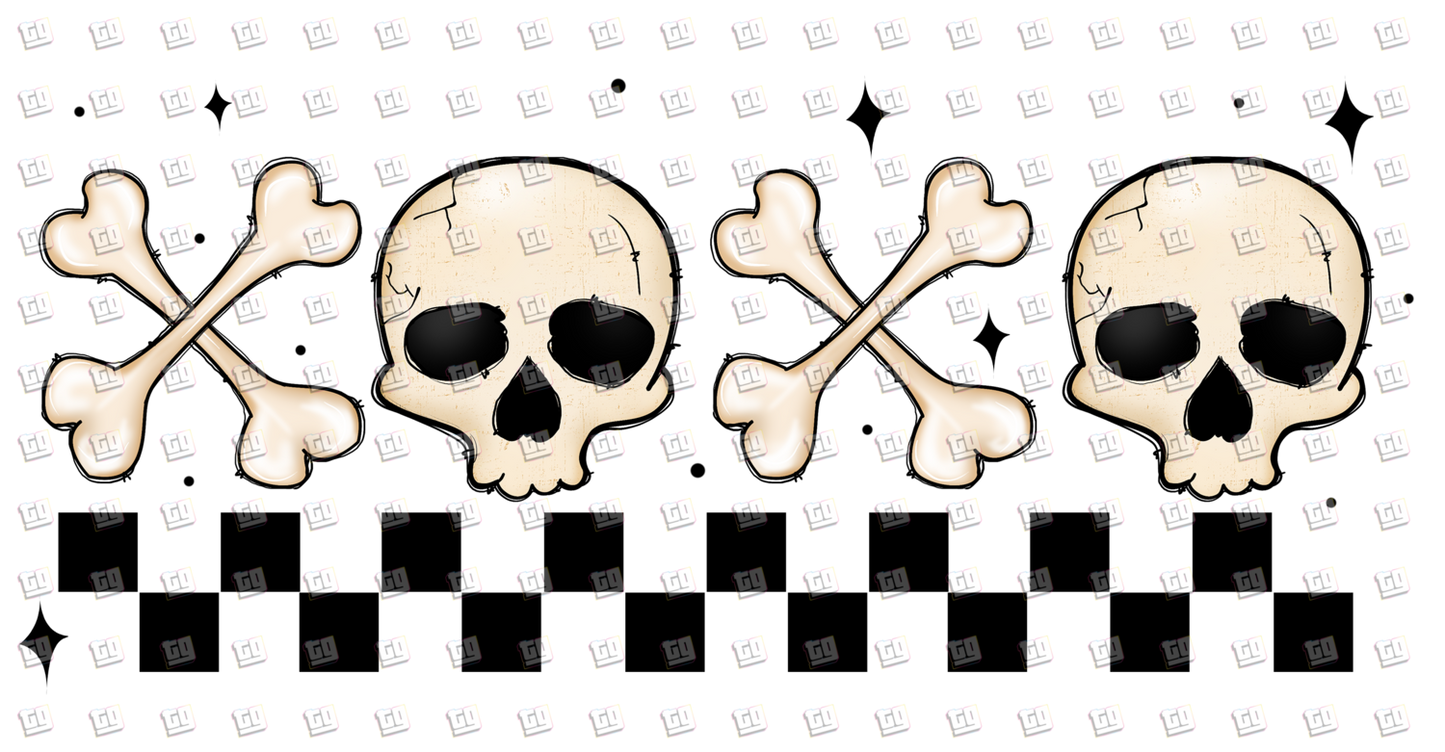 Skeleton Cross Bones Checkerboard  - Valentines - DTF Transfer