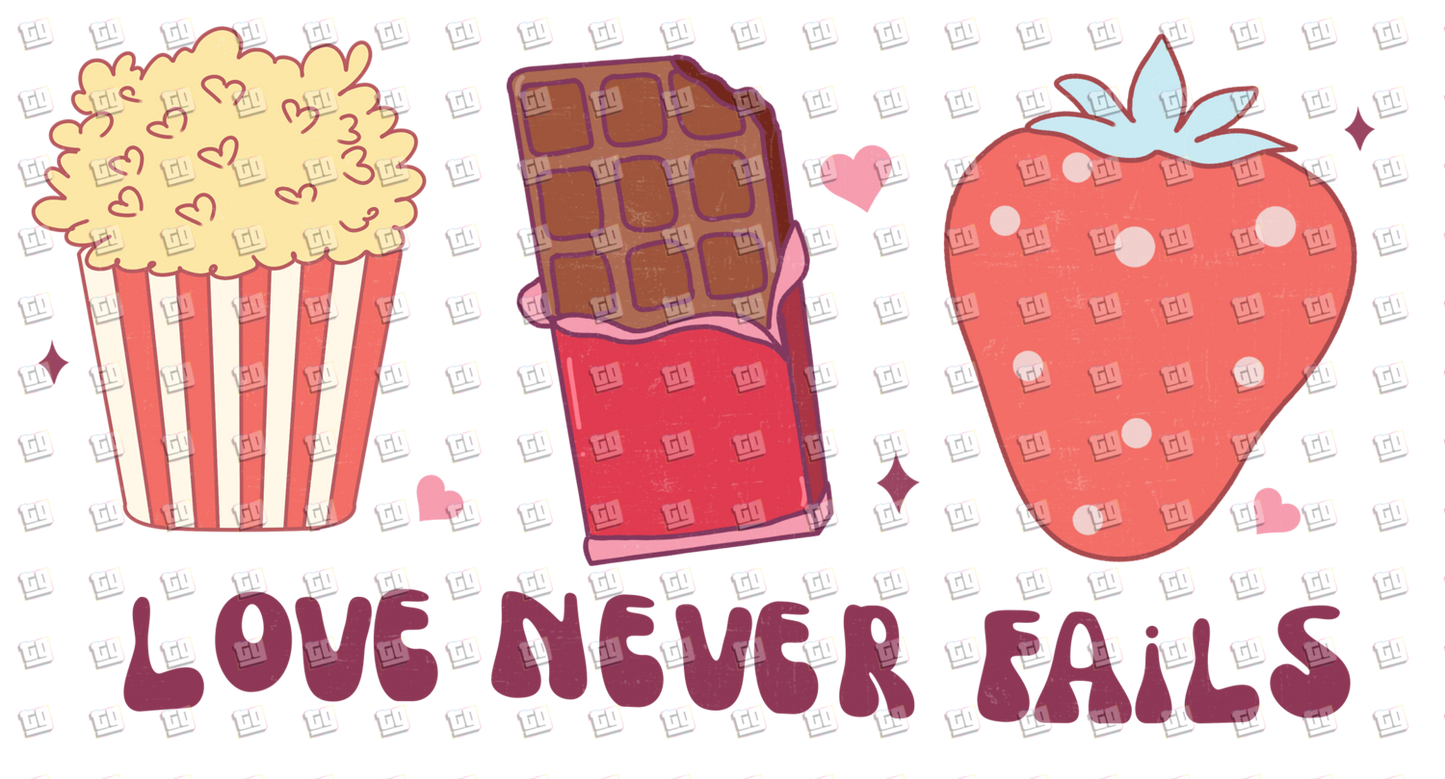 Love Neve Fails Popcorn Chocolate Strawberry - Valentines - DTF Transfer