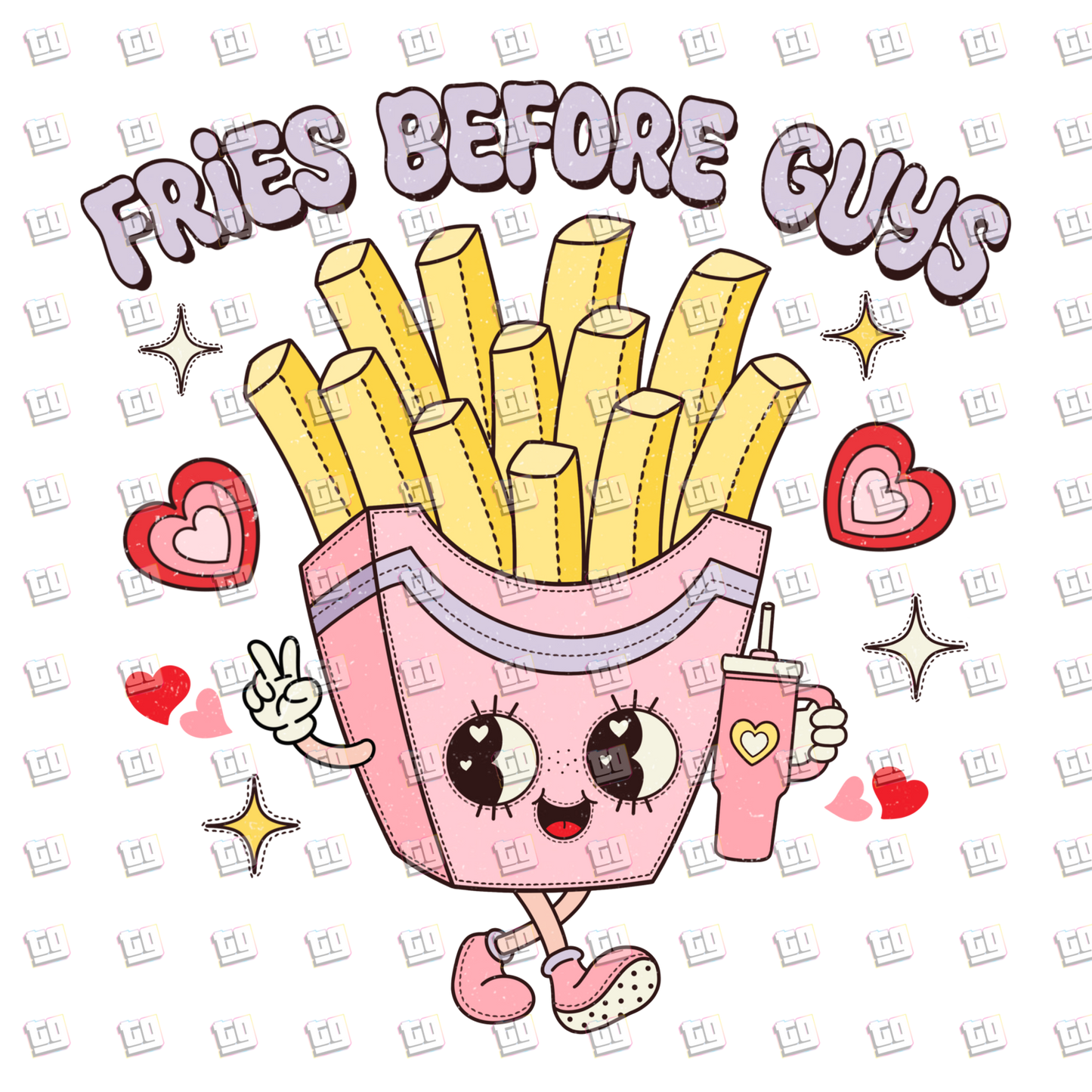 Fries Before Guys Retro - Valentines - DTF Transfer