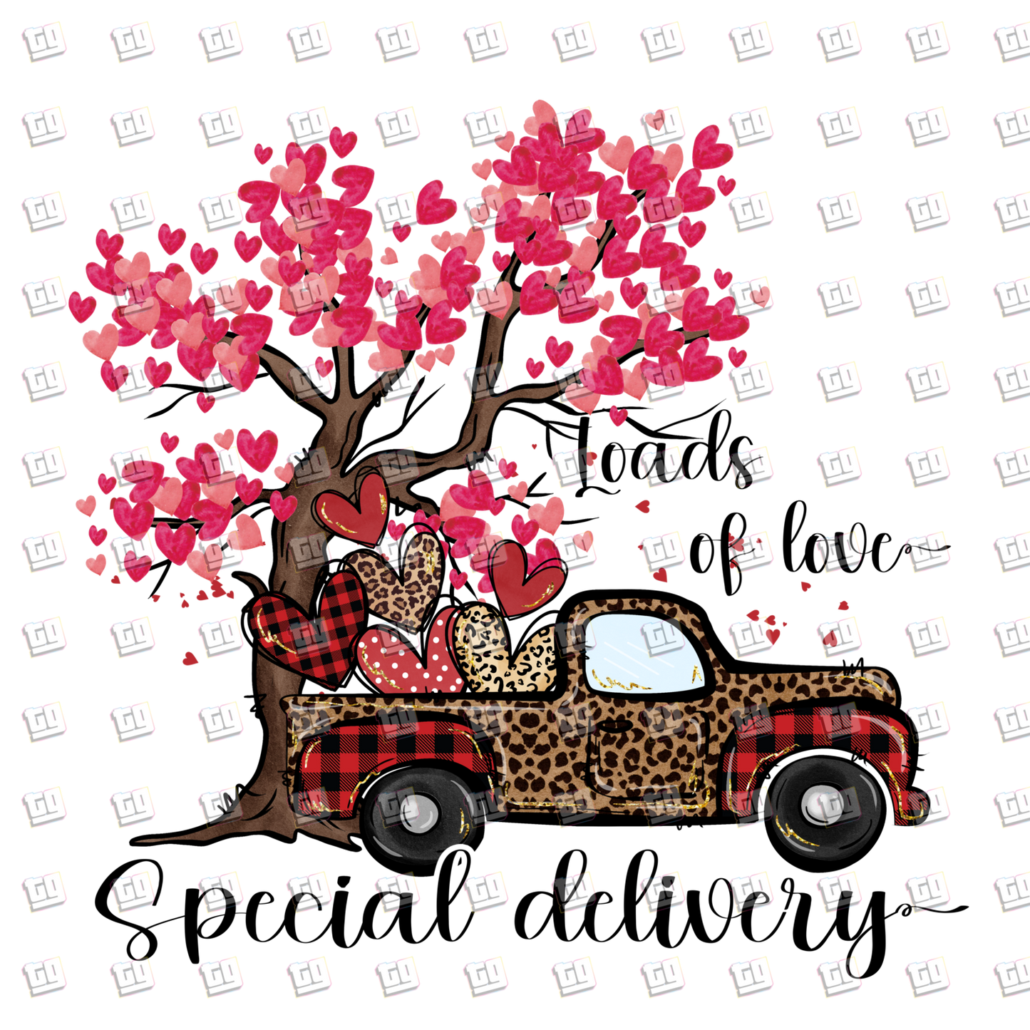 Loads Of Love Special Delivery (Pick up Truck Under A Tree) - Valentines - DTF Transfer
