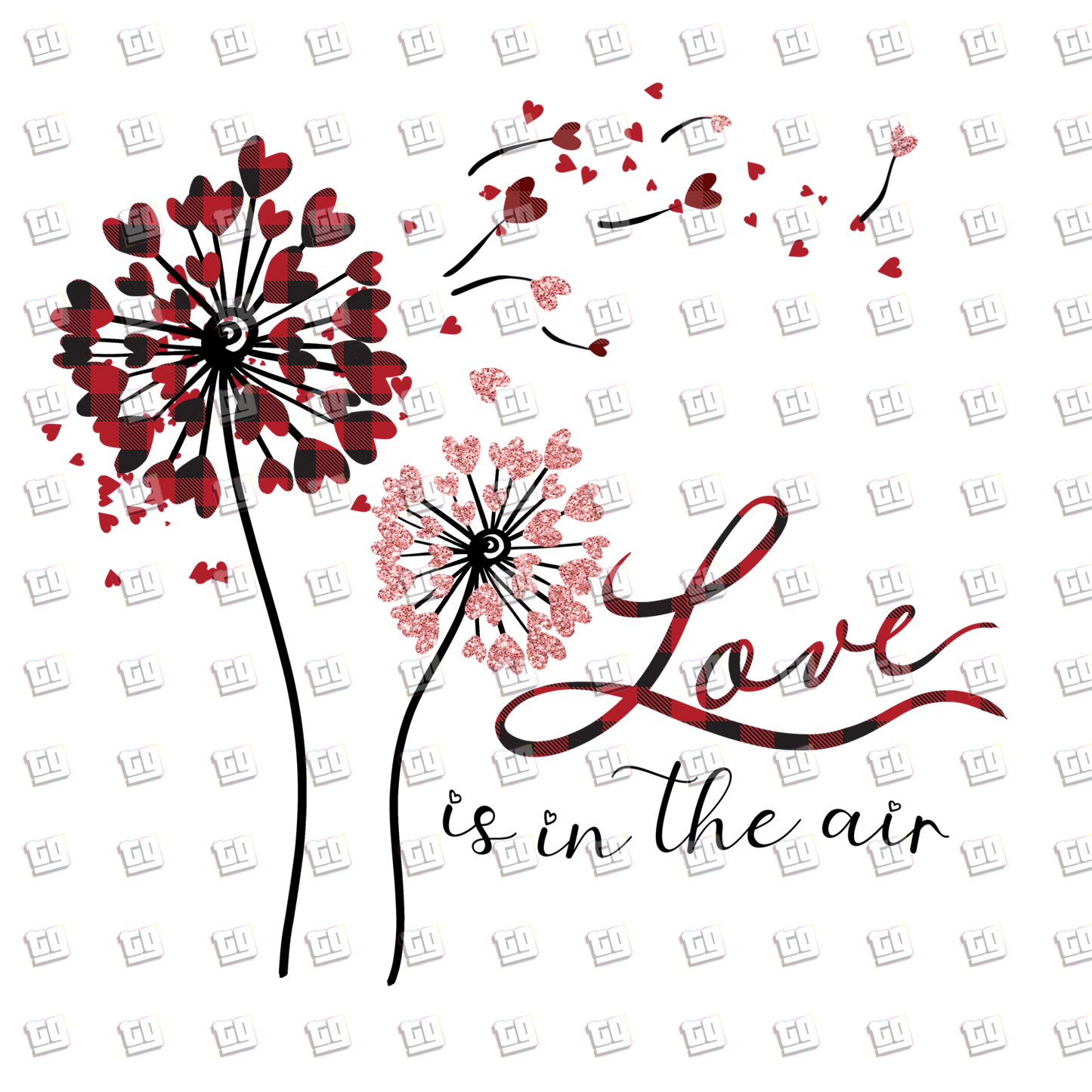 Love Is In The Air Heart Dandelions - Valentines - DTF Transfer