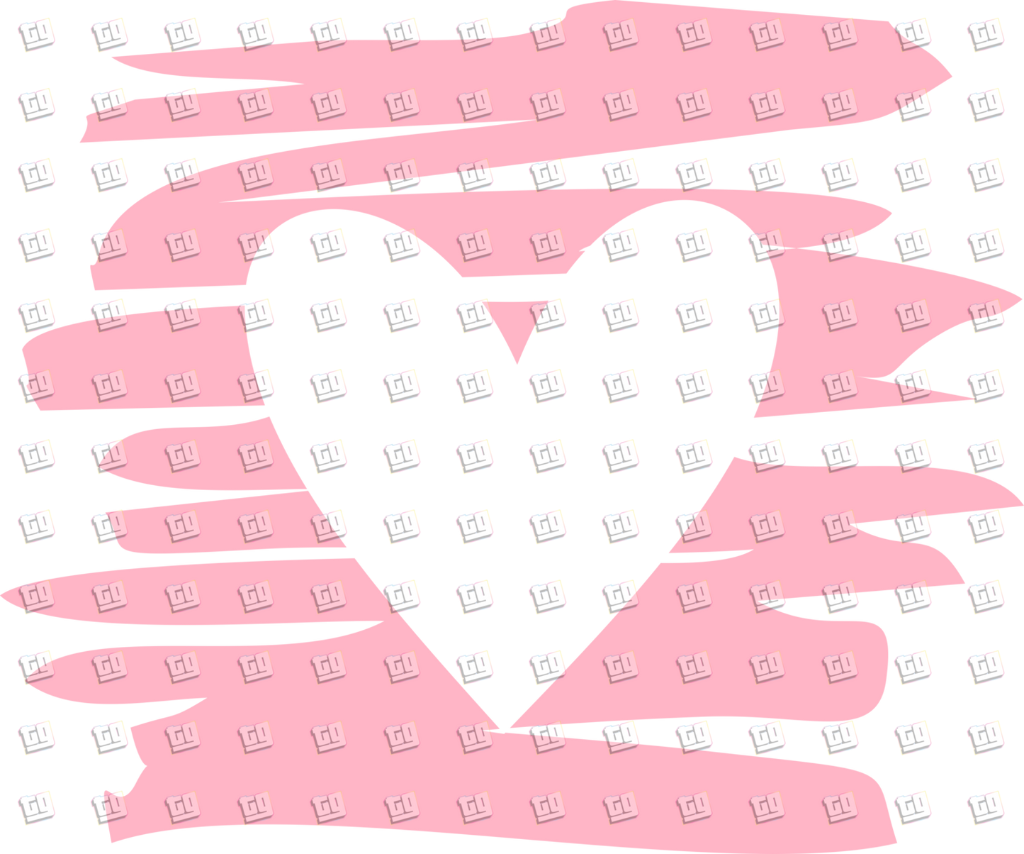 Pink Scribbles White Heart - Valentines - DTF Transfer