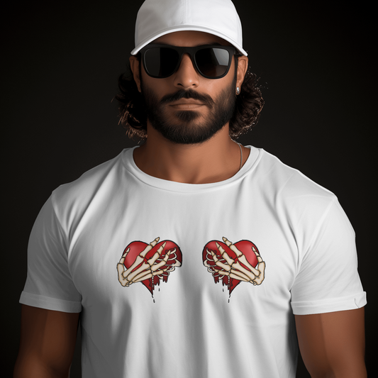 Skeleton Hands Holding Hearts With Rib Cage  - Valentines - DTF Transfer