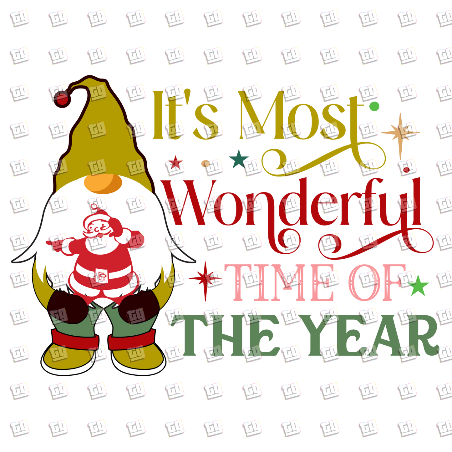 It's The Most Wonderful Time Of The Year (Gnome, Santa) - Holidays - DTF Transfer