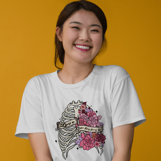 Love All Day Everyday (Skeleton With Roses) - Valentines - DTF Transfer